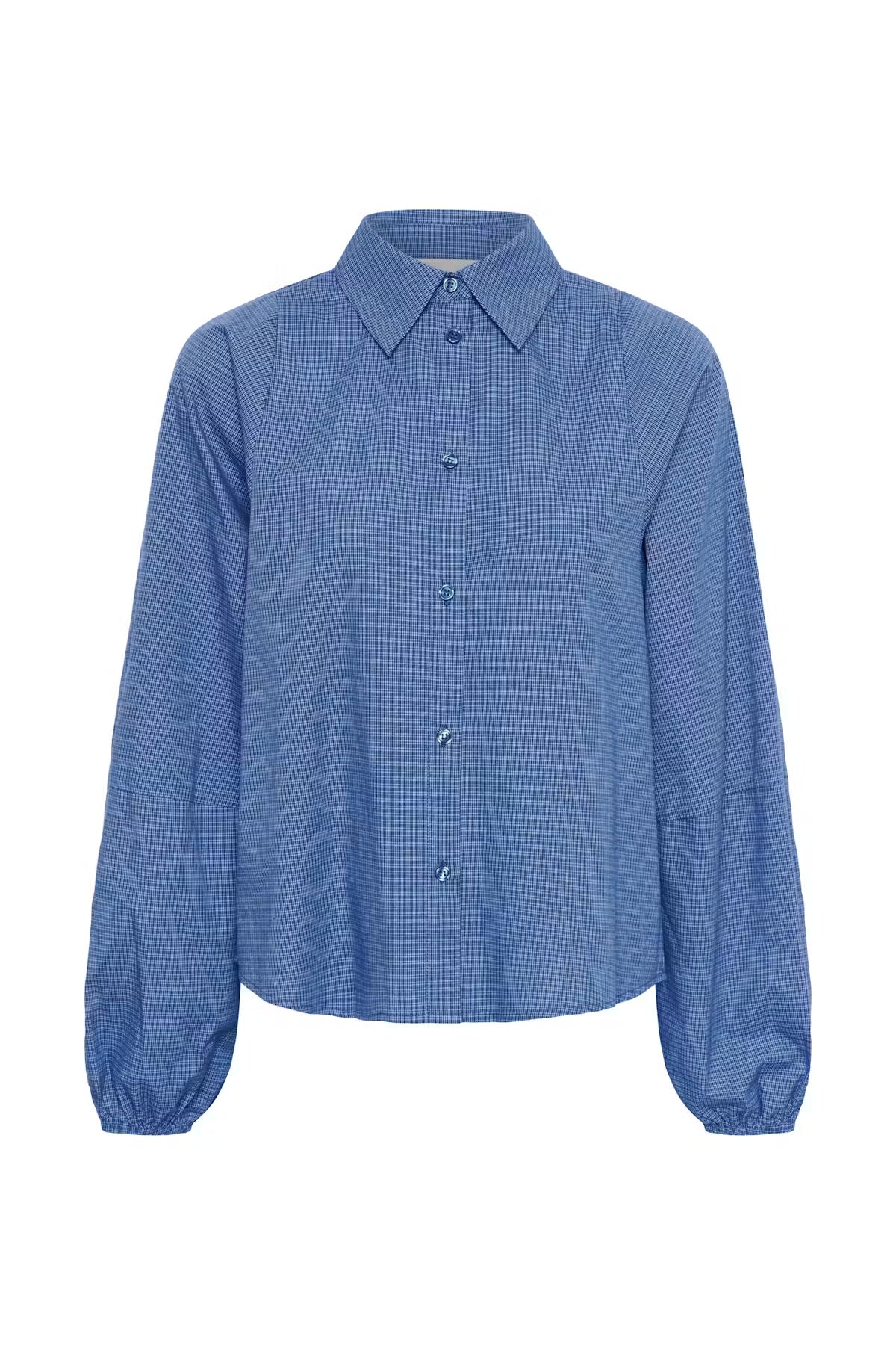 My Essential Wardrobe Lise check balloon sleeve shirt