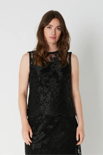 PBO Kaja Black sleeveless lace blouse