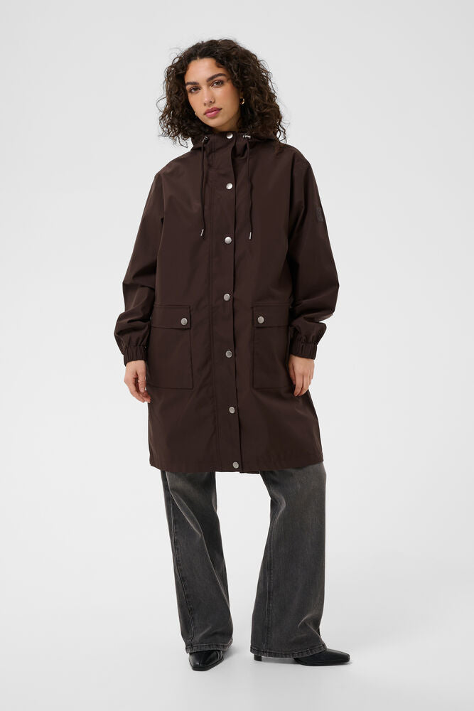 Kaffe Ennie Hooded Brown Rain Jacket