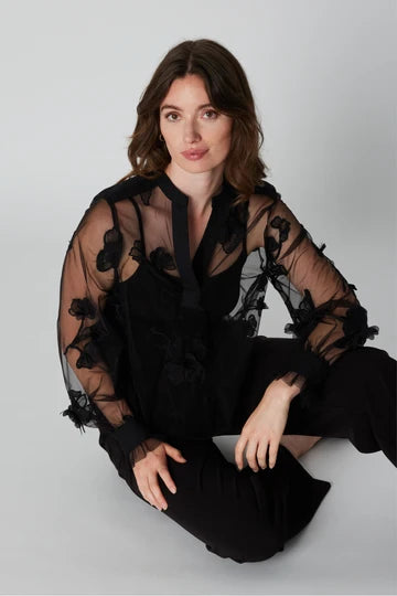 PBO Nina Black sheer blouse