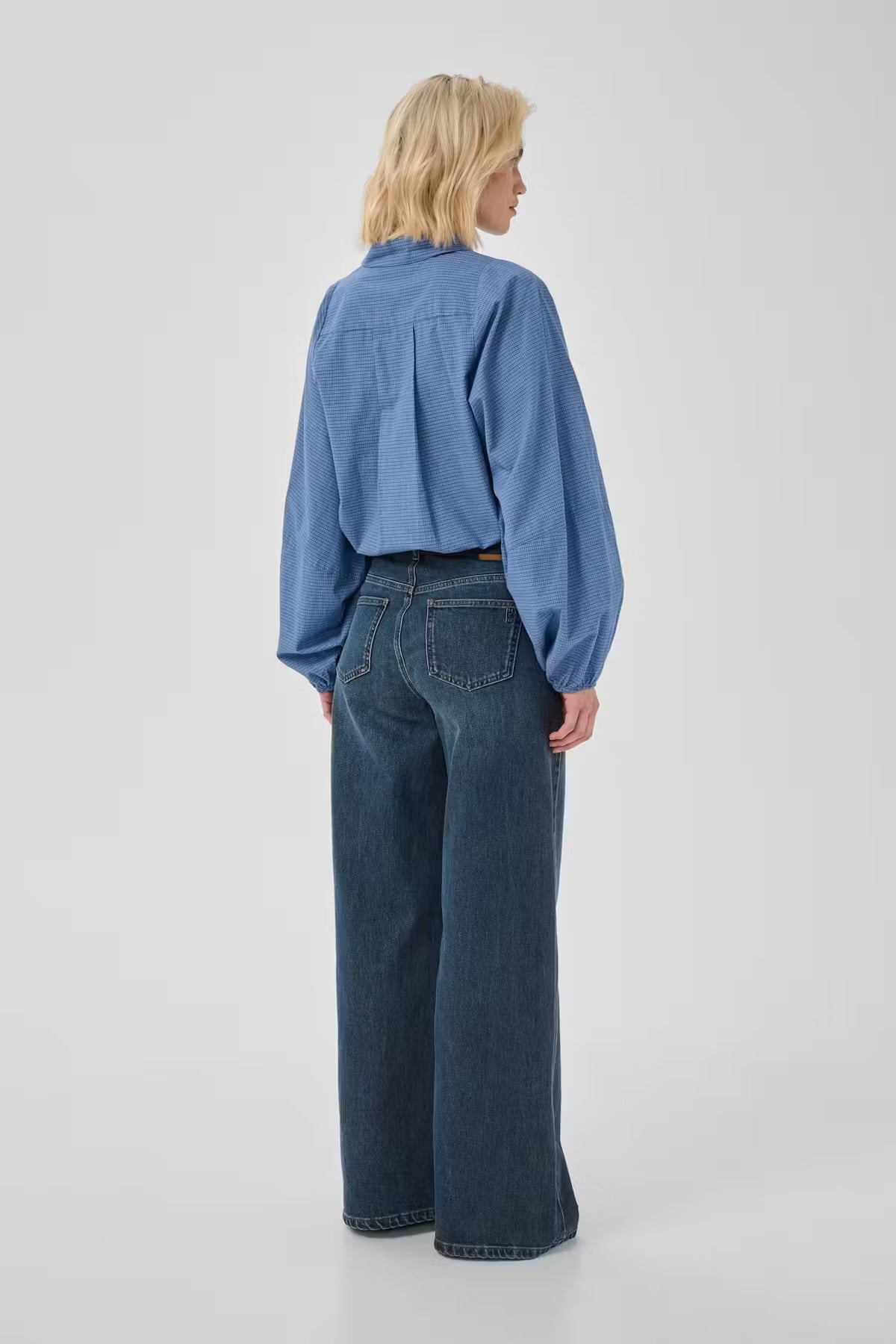 My Essential Wardrobe Lise check balloon sleeve shirt