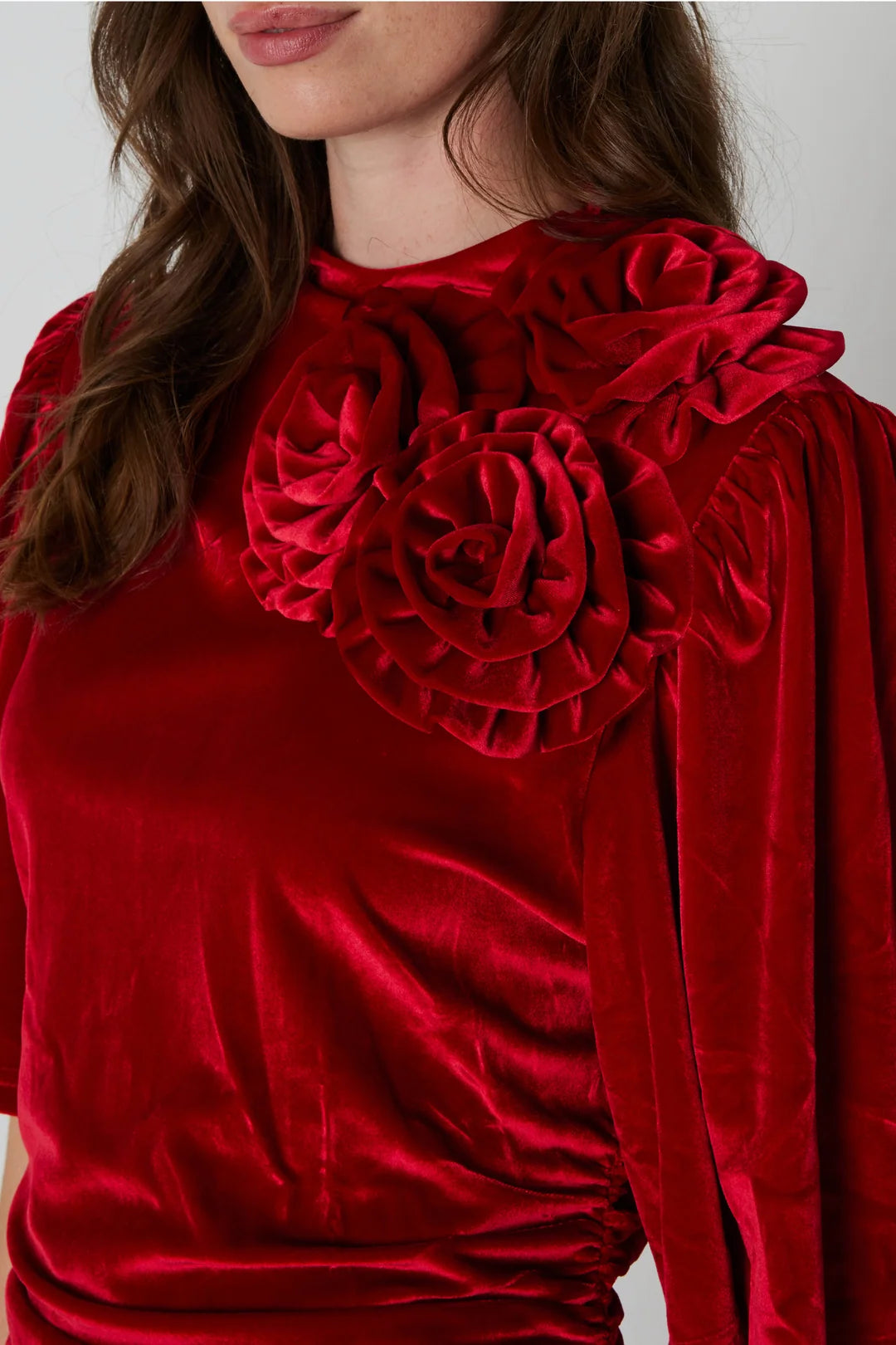 Rue de femme Lena red velvet midi dress