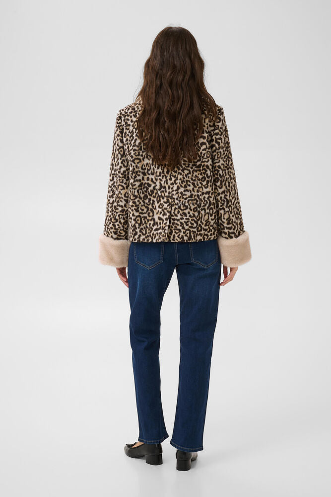 Culture Gia leapord fur collar jacket