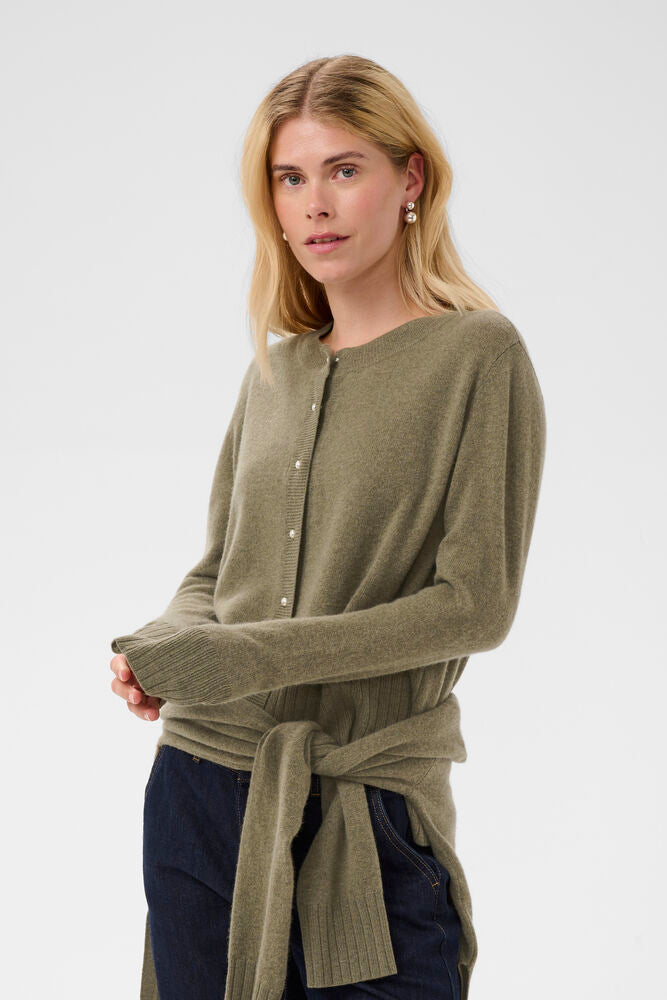 Culture Taia Arrow Olive Green wool cashmere cardigan front view
