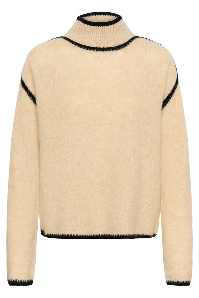 Culture Jia Katrina Whitecap Melange relaxed wool turtleneck front view