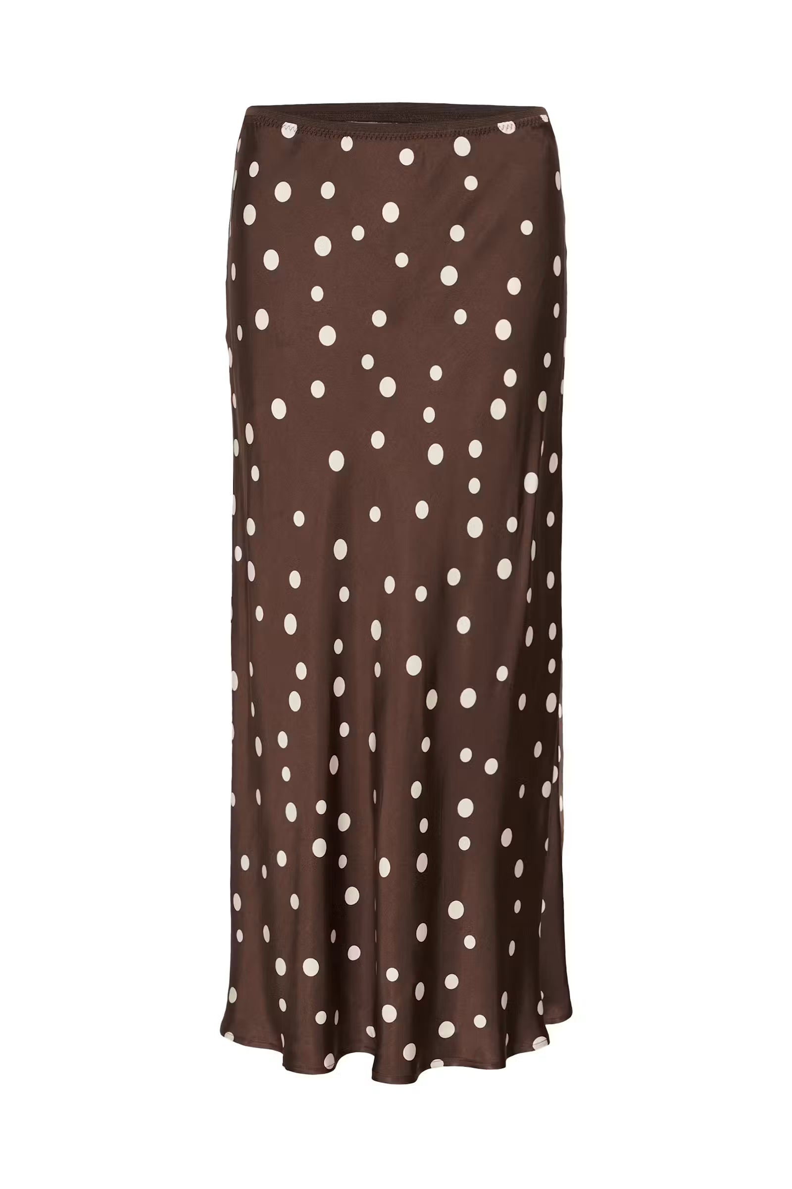 Culture Dotty Berna brown and cream polka dot midi skirt product front view