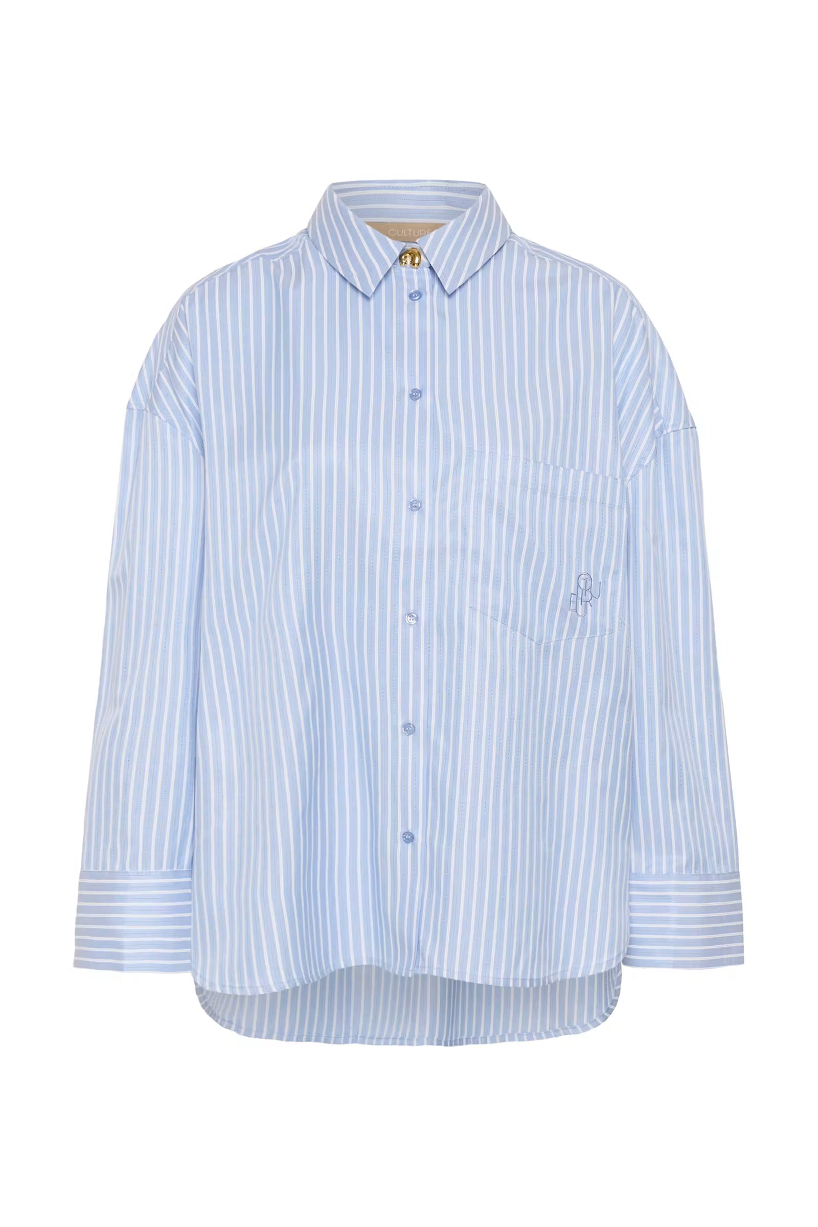 Culture Manga blue and white oversized shirt product front view
