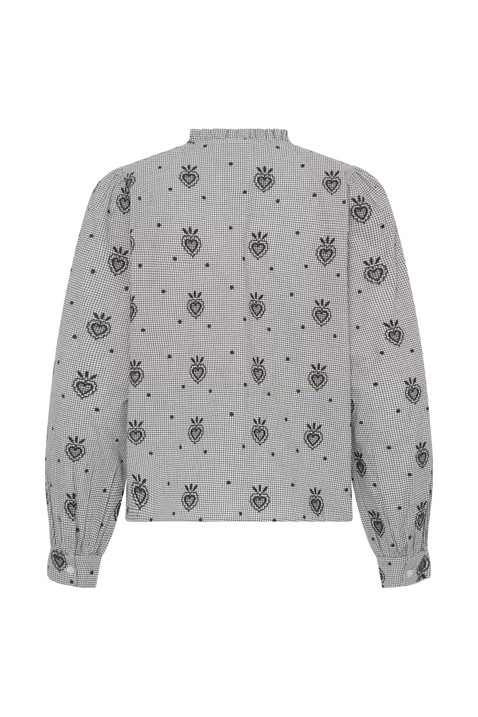 ICHI Heloza birch and dark blue printed blouse product back view