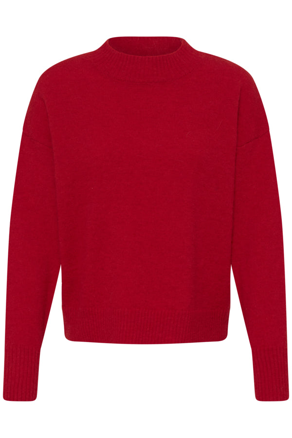 ICHI Sage Salsa red knitted jumper product front view