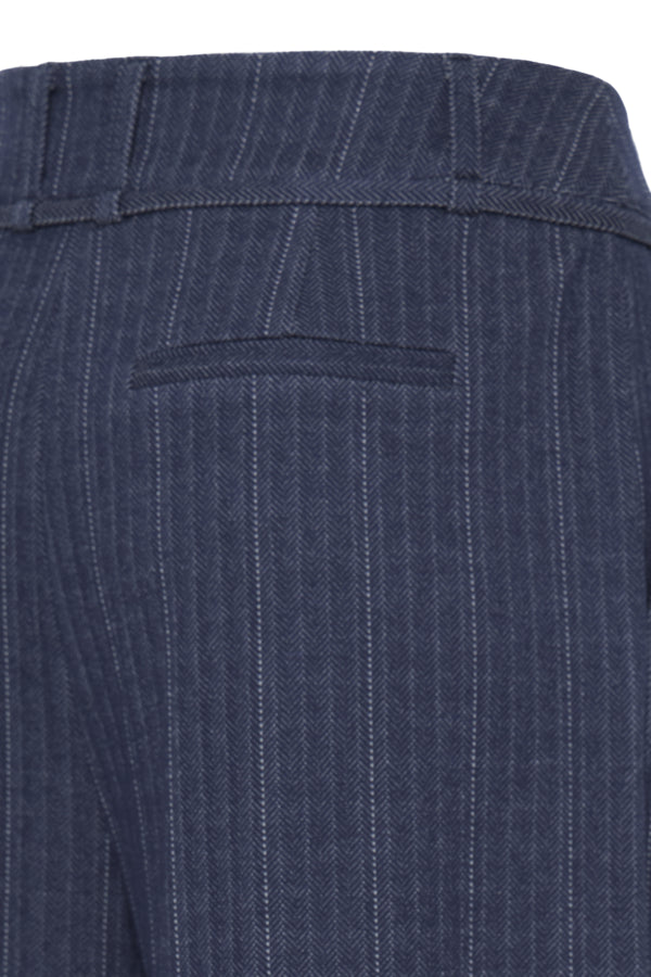 Back view of ICHI Kate Pinelle navy wide leg trousers