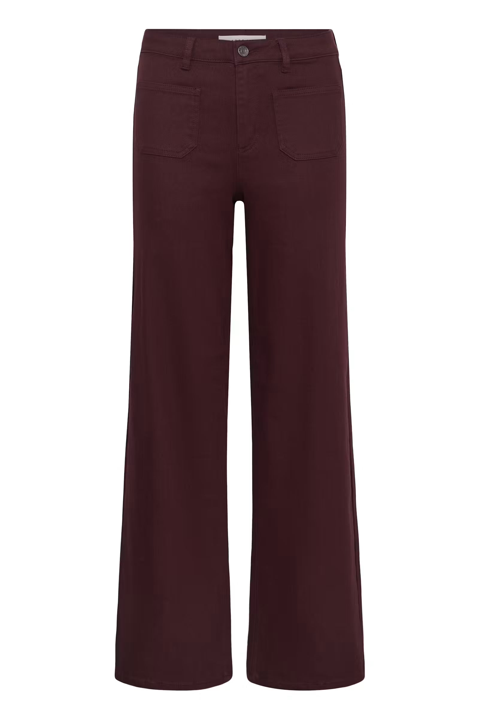 Kaffe Brook burgundy straight leg twill jeans full-length front view
