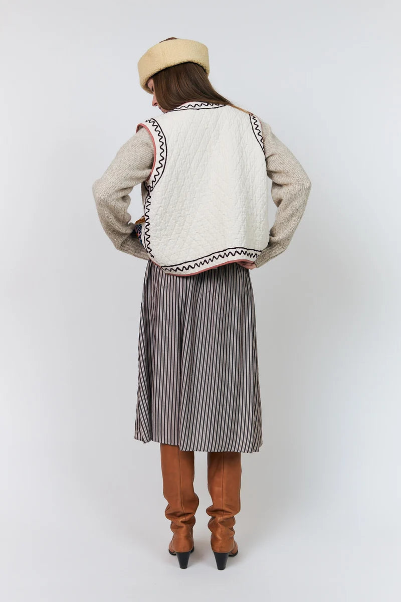 Back view of Lollys Laundry Honey cream quilted sleeveless vest