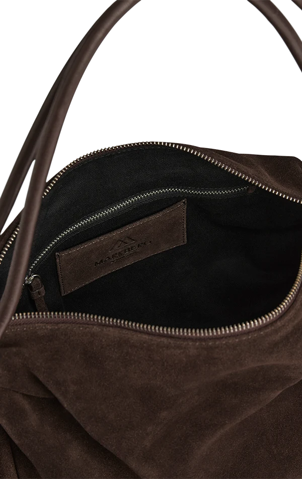 Markberg Reign Major Brown suede bag zipped interior and inner pocket