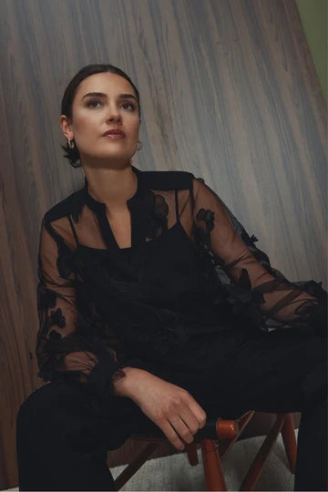PBO Nina Black sheer blouse