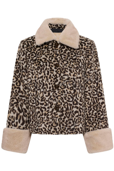 Culture Gia leapord fur collar jacket