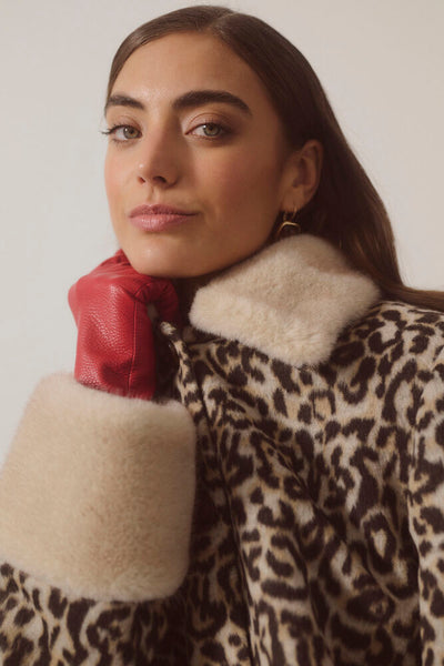 Culture Gia leapord fur collar jacket