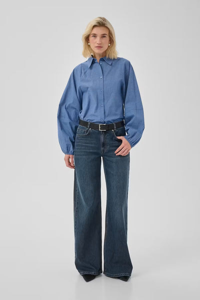 My Essential Wardrobe Lise check balloon sleeve shirt