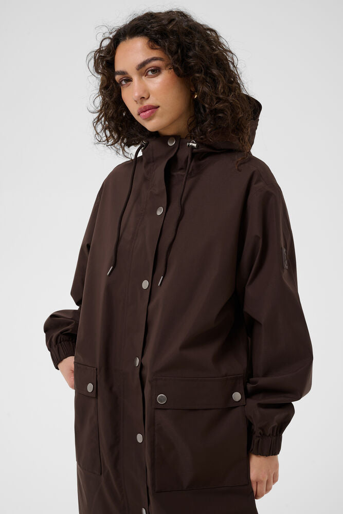Kaffe Ennie Hooded Brown Rain Jacket
