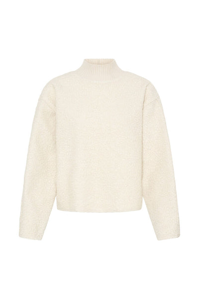 Ichi Curley creme high neck teddy jumper