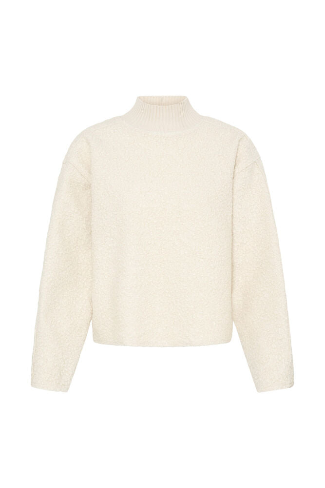 Ichi Curley creme high neck teddy jumper