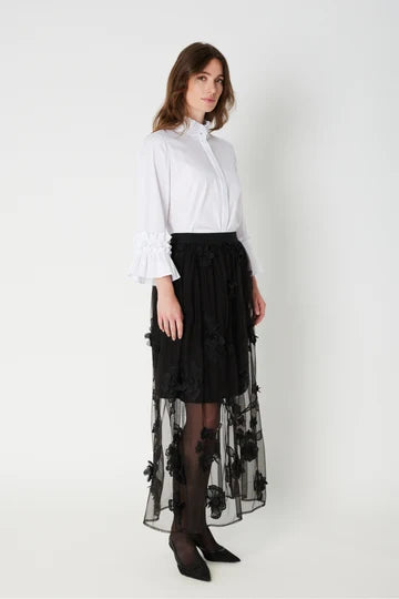 PBO  Venus sheer mesh flower black skirt