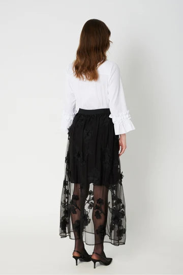 PBO  Venus sheer mesh flower black skirt