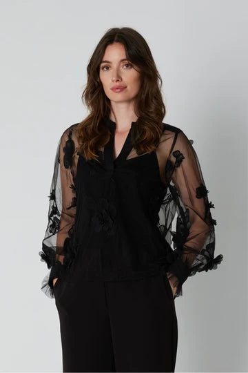 PBO Nina Black sheer blouse