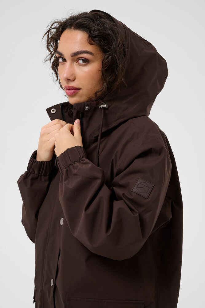 Kaffe Ennie Hooded Brown Rain Jacket