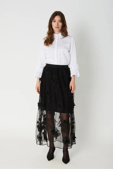 PBO  Venus sheer mesh flower black skirt