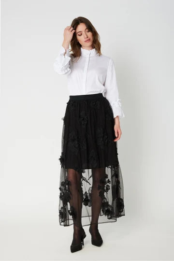 PBO  Venus sheer mesh flower black skirt