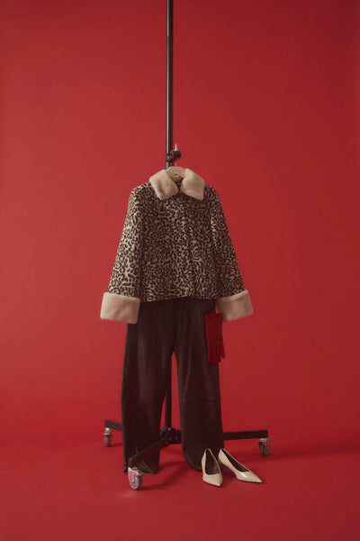 Culture Gia leapord fur collar jacket