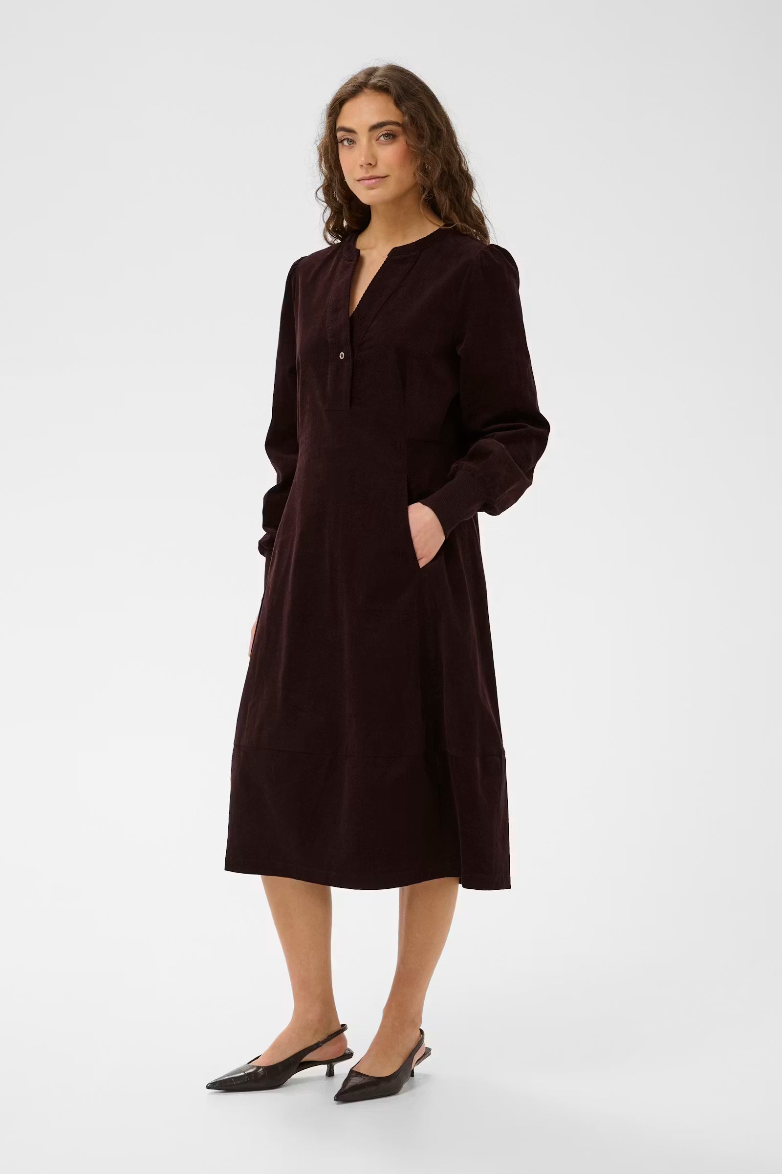 Culture Rhaena dark brown long sleeve dress side view