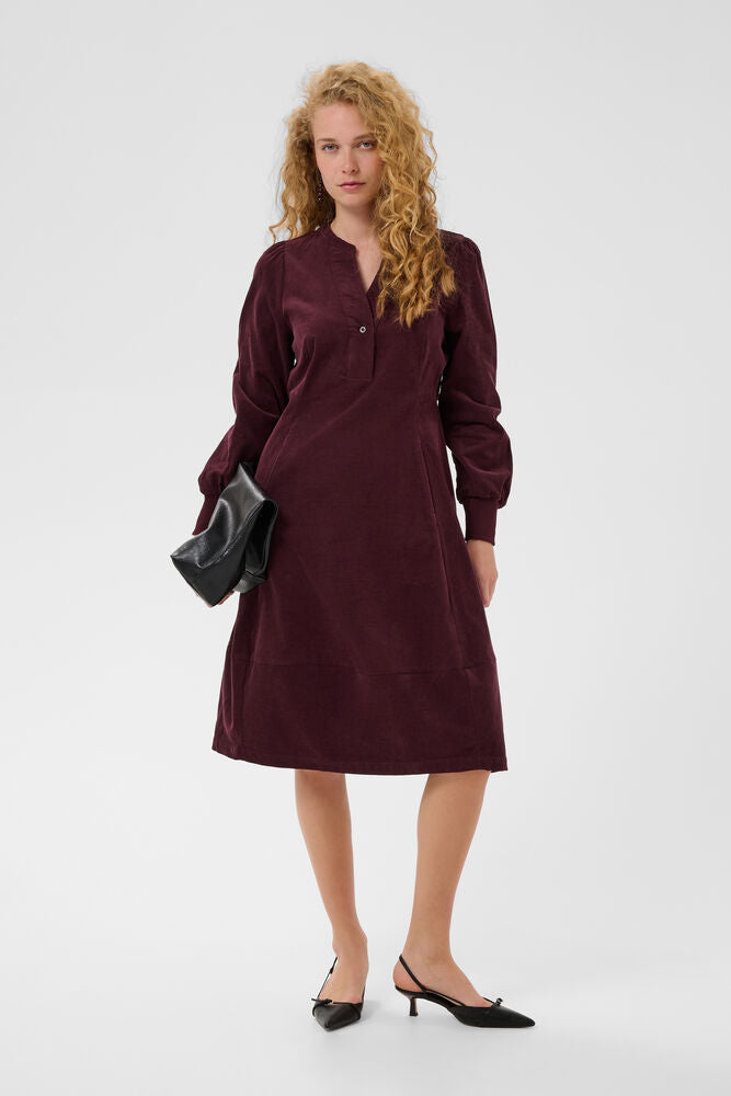 Culture Rhaena burgundy corduroy dress full-length front product view