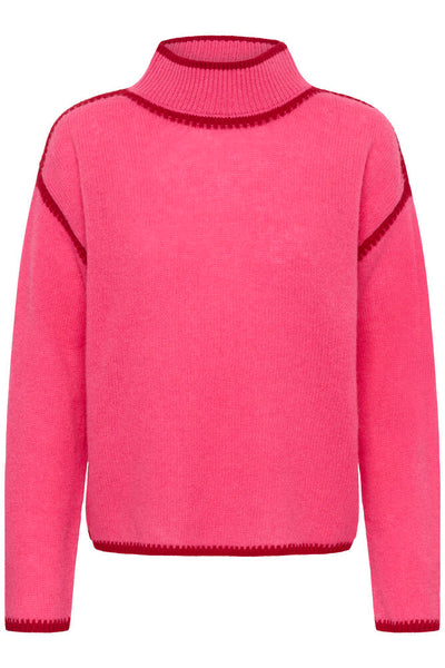 Culture Jia Katrina pink wool jumper with contrast seam detail 