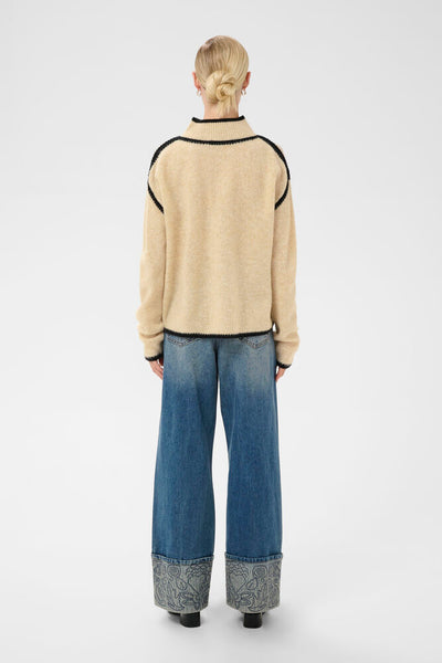 Back view of Culture Jia Katrina Whitecap Melange turtleneck jumper