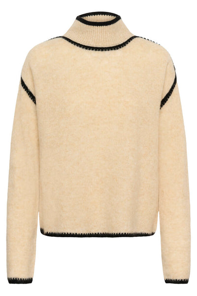 Culture Jia Katrina Whitecap Melange relaxed wool turtleneck front view