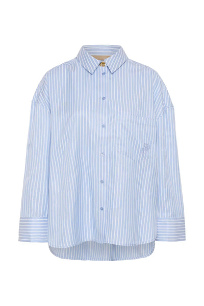 Culture Manga blue and white oversized shirt product front view