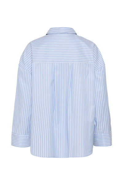 Culture Manga blue and white striped shirt product back view