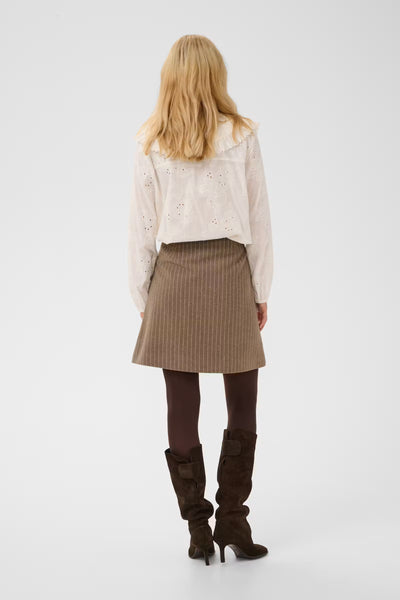 Back view of Culture Claramille ivory long sleeve broderie blouse
