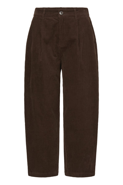 Fransa Calana brown barrel leg corduroy trousers product front view