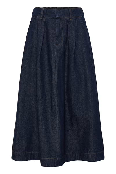 Fransa Leslie Dark Blue Denim Midi Skirt