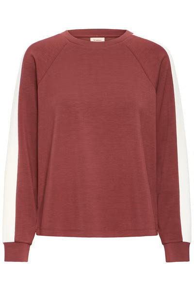 Fransa Aurora burnt orange contrast sleeve jumper product front view