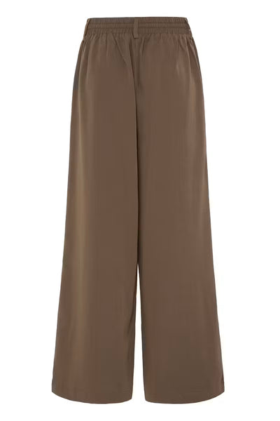 Back view of Fransa Veda brown wide leg trousers 
