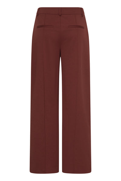 ICHI Kate Sus Madder Brown full-length wide leg trousers product back view