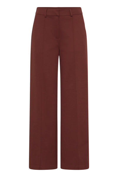 ICHI Kate Sus Madder Brown tailored wide leg trousers front view