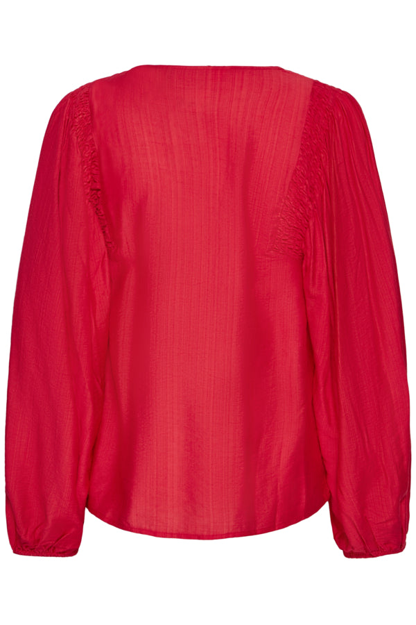 ICHI Imelda red V-neck Christmas blouse back product view