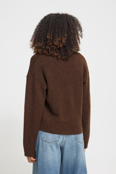 Back view of ICHI Povoke Chicory Coffee knitted cardigan