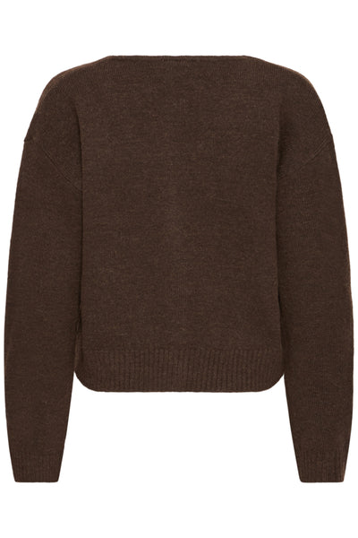 ICHI Povoke Chicory Coffee cardigan product back view