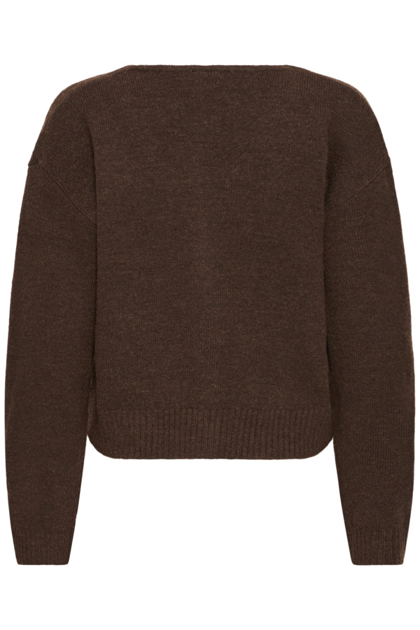 ICHI Povoke Chicory Coffee cardigan product back view