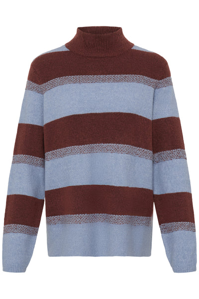 ICHI Edeen women’s turtle neck striped knit jumper product front view